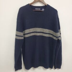 Vtg Structure Mens Y2K Chunky Wool Alpaca Blend Sweater Size‎ XL Blue Preppy